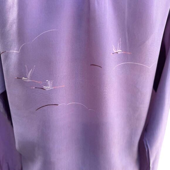 Richard Peters Vintage Lilac Silk Floral Tie Neck Blouse Pleated Midi Skirt Set - Picture 15 of 16